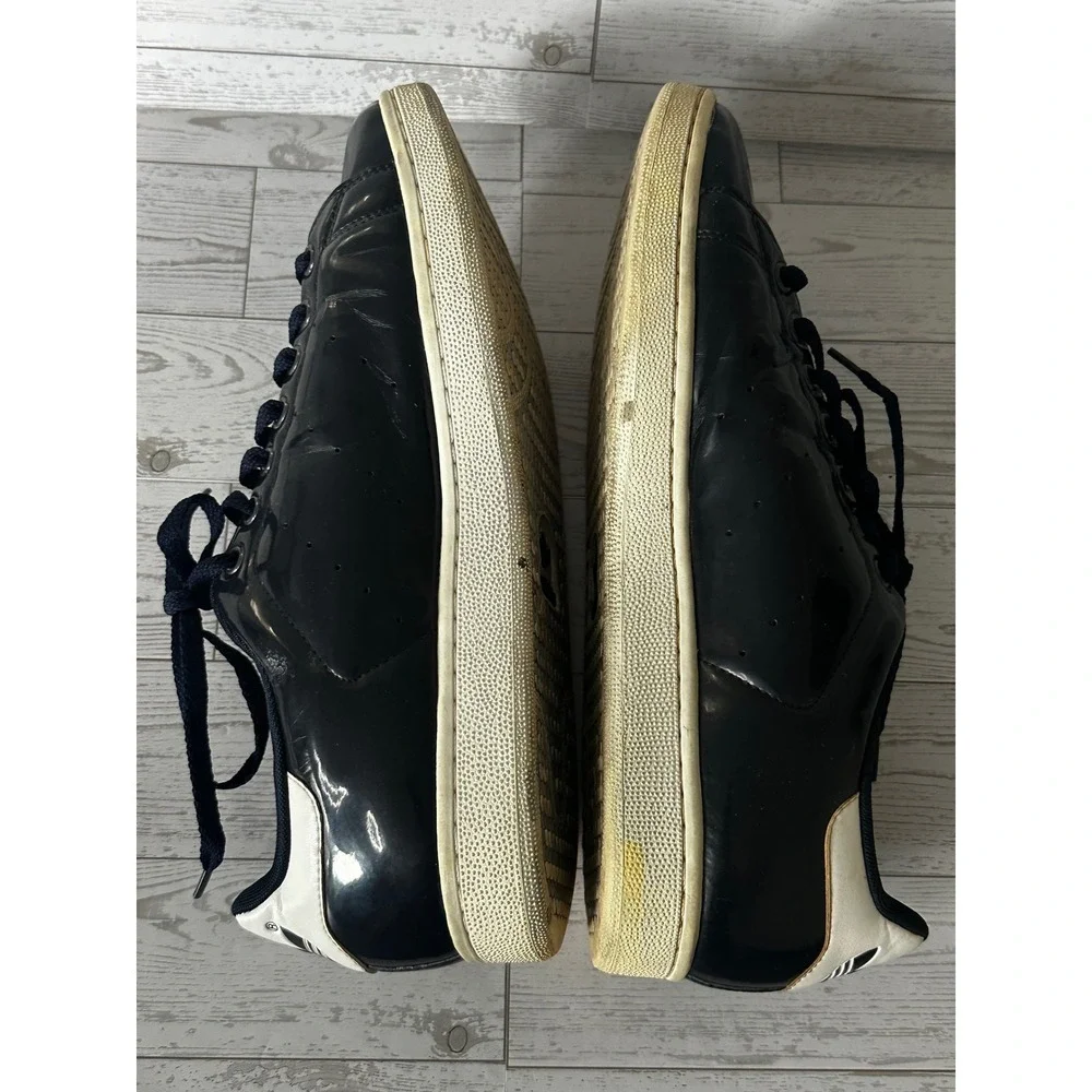 Adidas Stan Smith‎ Sneakers Black Patent Leather Low Top Shoes Mens Size 11.5